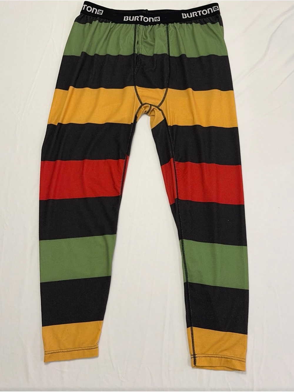 Burton Men’s Black and Light Gray Striped Base Layer Tights